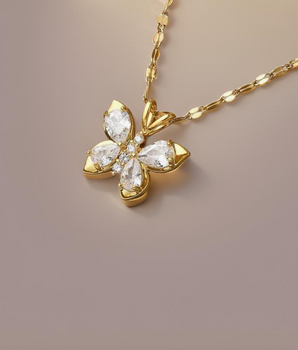Lila Crystal Butterfly Necklaces / 18K Gold Plated - Nina Kane Jewellery