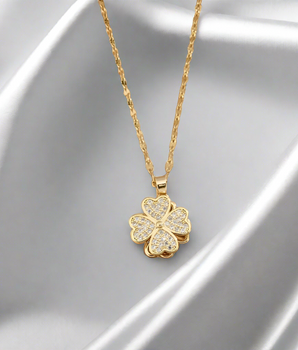 Astra Spinning Clover Necklace / Stainless Steel - Nina Kane Jewellery