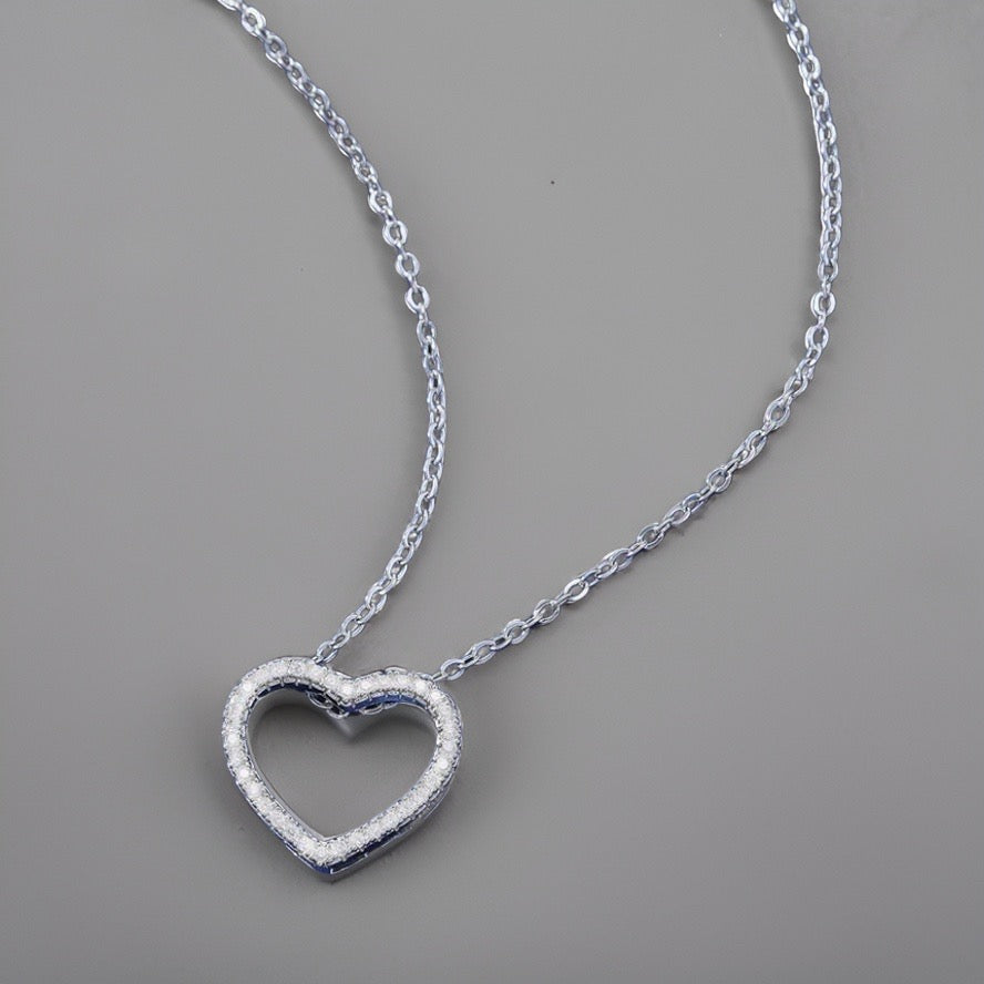 Catalina Silver Heart Necklace / Stainleds Steel - Nina Kane Jewellery