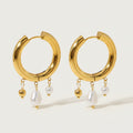 Verde Pearl Gold Hoops view 1