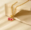 Pink Sweet Cherry Heart Necklace / 18K Gold Plated view 5
