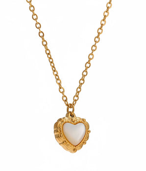 Bianca Shell Inlaid Heart Necklace - Nina Kane Jewellery