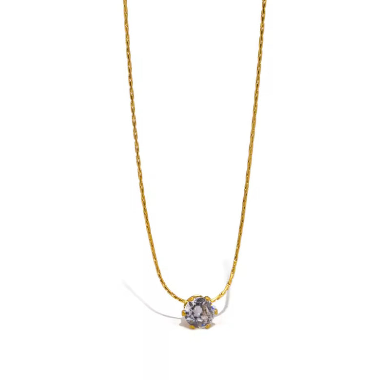 Dainty Solitaire Gemstone Necklace