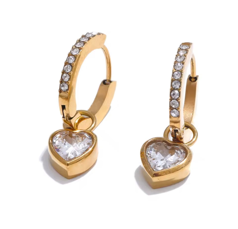 Raquel Heart Drop Hoop Earrings