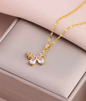 Khloe Crystal Butterfly Necklace