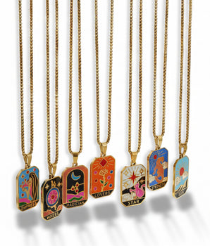 Hecate Oil Drip Tarot Card Necklaces - Nina Kane Jewellery