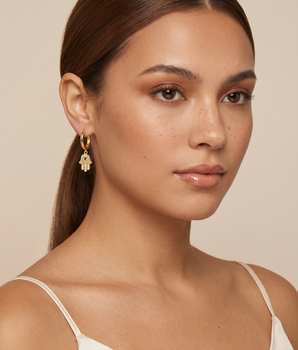 The Hamsa Hand Huggie Earrings - Nina Kane Jewellery