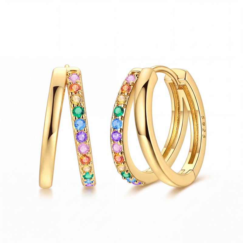 Rainbow Huggie Hoops