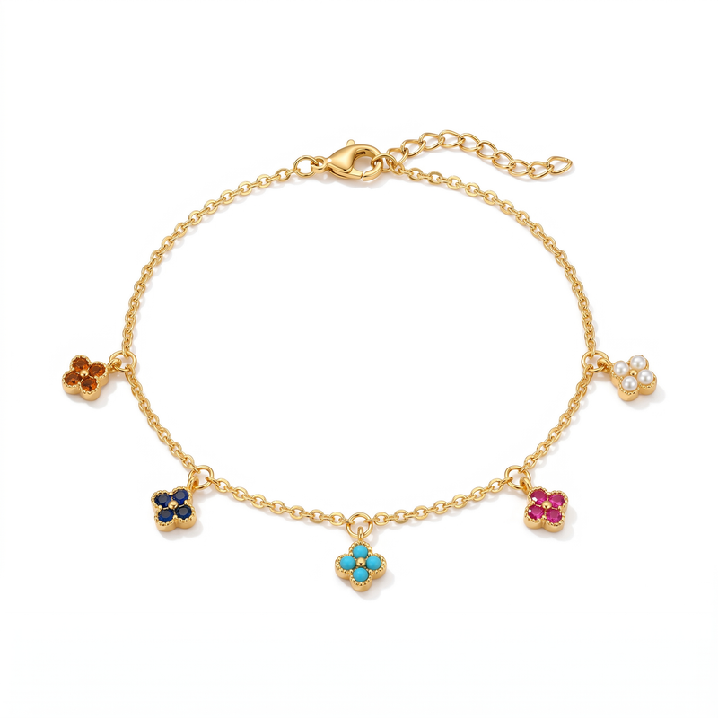 The Rainbow Clover Anklet