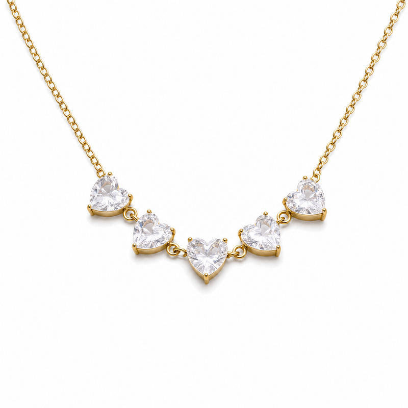 The Delphine Five Heart Necklace