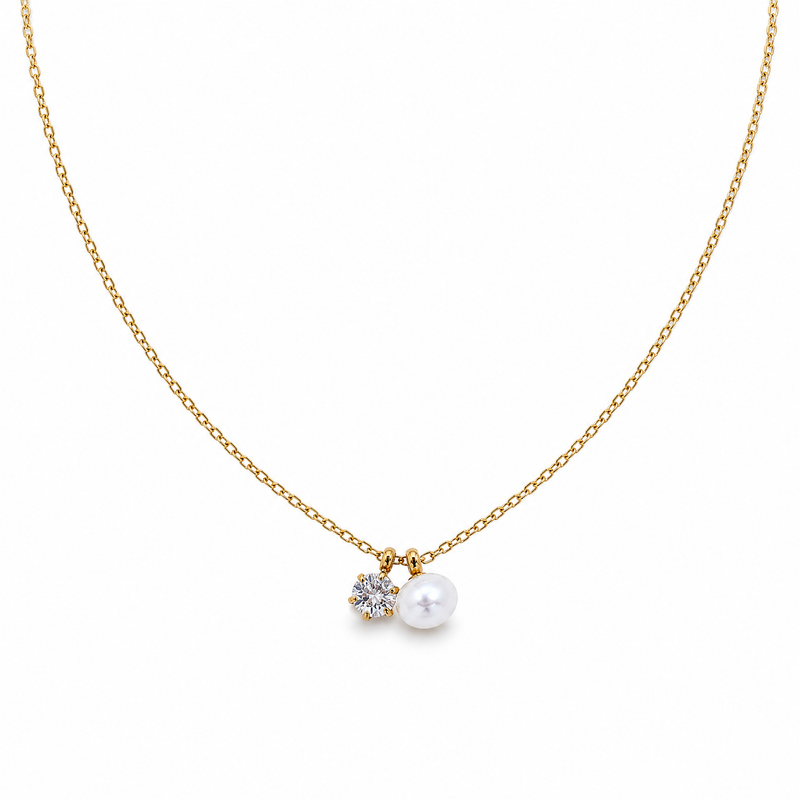 Leandra Pearl and Diamond Necklace