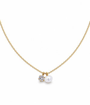 Leandra Pearl and Diamond Necklace