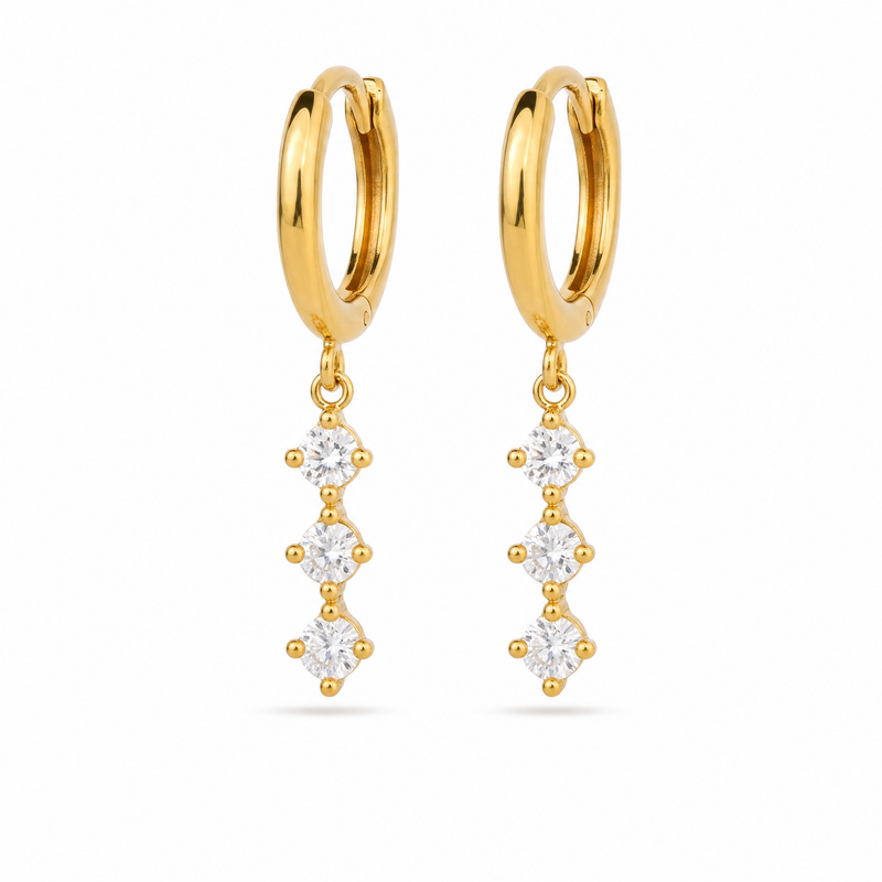 The Etta Triple Drop Huggie Hoops