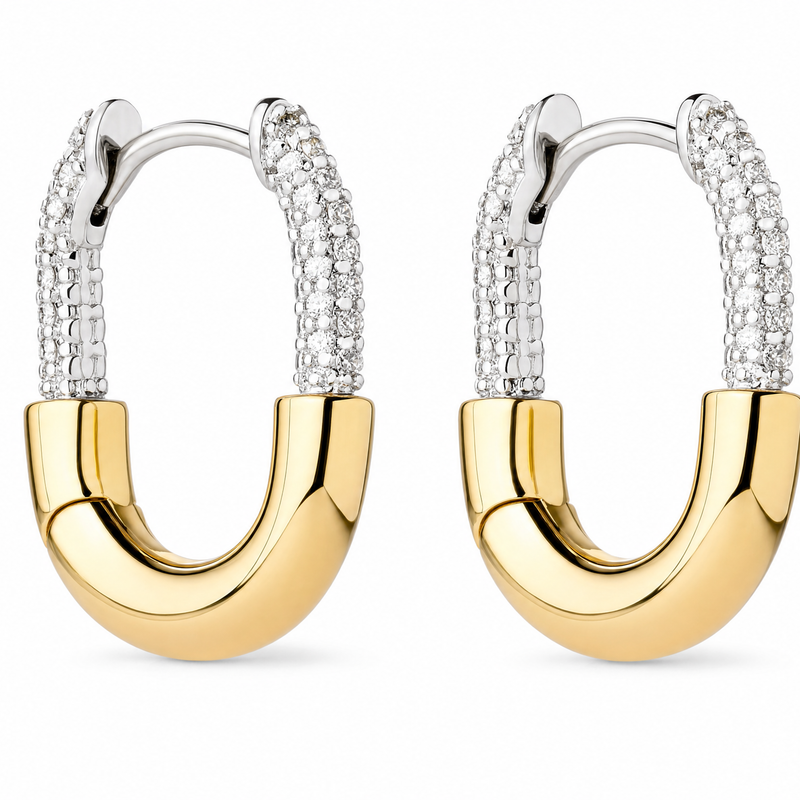 Mila Two Tone Huggie Hoops