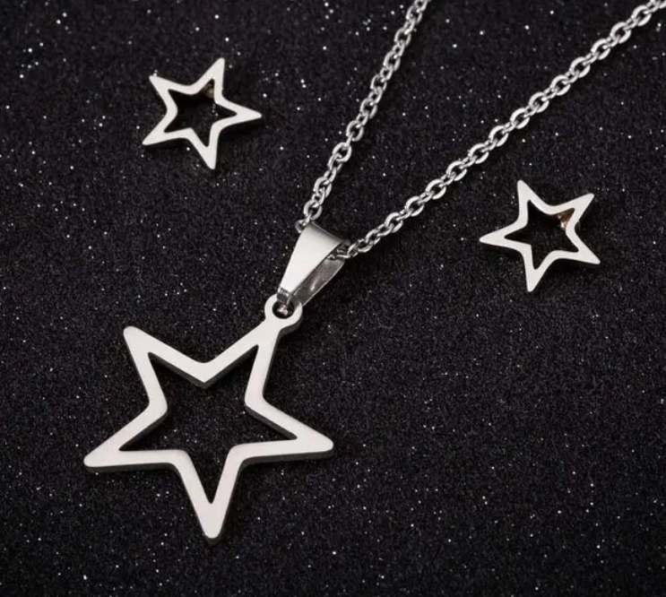 Elle Star Necklace & Earrings Set /  Stainless Steel - Nina Kane Jewellery