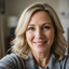 a lifelike picture of a late 50's lady smilling, make it look like a selfie