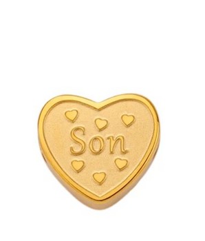 Gold Heart "Son" Charm / Stainless Steel - Nina Kane Jewellery