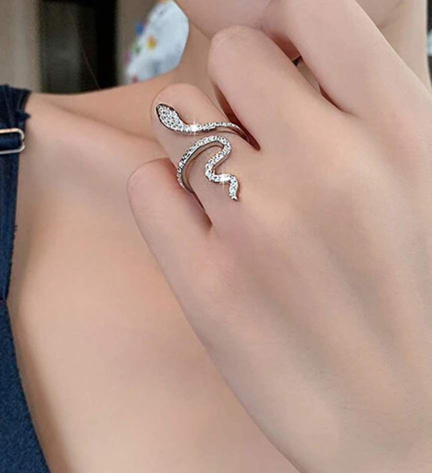 Ember Crystal Snake Rings / Stainless Steel - Nina Kane Jewellery