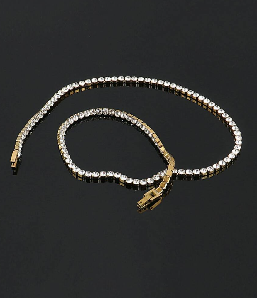 Astoria Gold Tennis Necklace / Stainless Steel - Nina Kane Jewellery