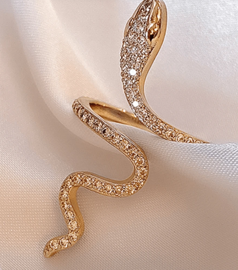 Ember Crystal Snake Rings / Stainless Steel - Nina Kane Jewellery