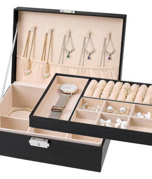 Large Capacity Leather Jewellery Boxes / Leather - Nina Kane Jewellery