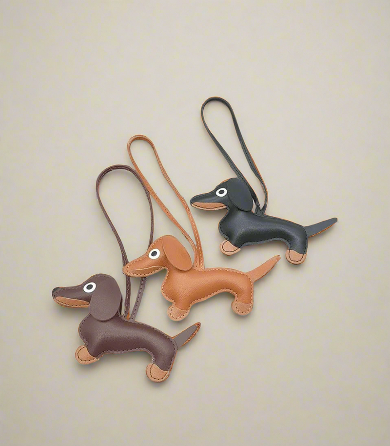 Sausage Dog Leather Bag Charms / Leather