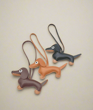 Sausage Dog Leather Bag Charms / Leather - Nina Kane Jewellery