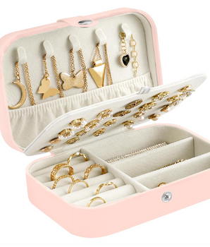 Baby Pink Jewellery Case / Leather - Nina Kane Jewellery