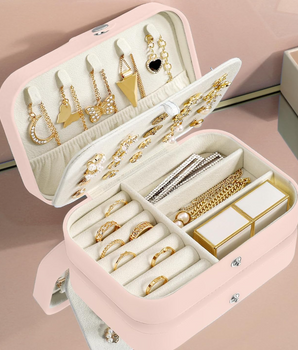 Baby Pink Jewellery Case / Leather - Nina Kane Jewellery