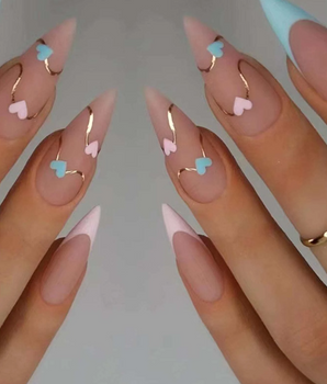 Blue Hearts Press On Nail Set - 24 Pieces - Nina Kane Jewellery