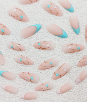 Blue Hearts Press On Nail Set - 24 Pieces - Nina Kane Jewellery