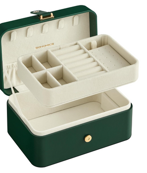 Forest Green Jewellery Case / Leather - Nina Kane Jewellery