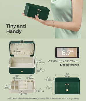 Forest Green Jewellery Case / Leather - Nina Kane Jewellery