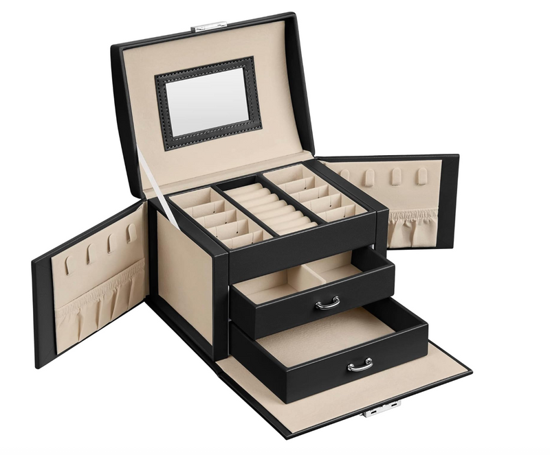 Luxury 3 Tier Jewellery Case / Leather