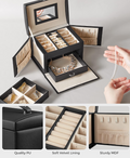 Luxury 3 Tier Jewellery Case / Leather view 4
