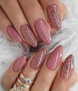 Nude Pink & Glitter Almond Press On Nails / 24 Pack - Nina Kane Jewellery