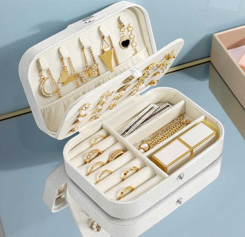 Sparkly White Jewellery Case / Leather