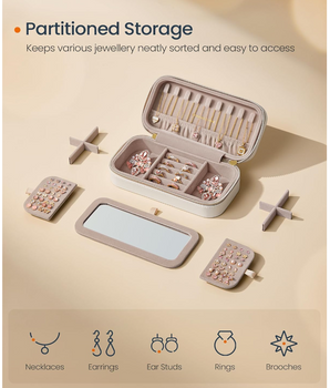 White Quilted Jewellery Travel Case / Leather - Nina Kane Jewellery