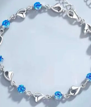 Hazel Blue Heart Bracelet / 925 Sterling Silver - Nina Kane Jewellery