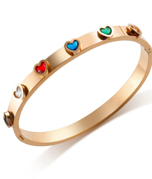 Rose Gold Indiana Heart Charm Bracelet / Stainless Steel - Nina Kane Jewellery