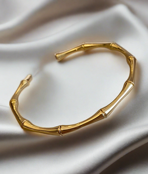 Amina Bamboo Joint Bangle / Stainless Steel - Nina Kane Jewellery