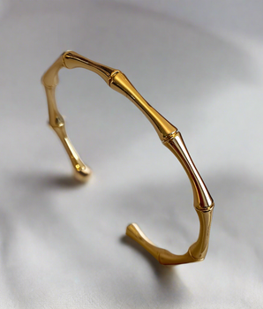 Amina Bamboo Joint Bangle / Stainless Steel - Nina Kane Jewellery