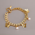 Circe Butterfly & Pearl Charm Bracelet / 18K Gold Plated view 1