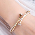 Gold Crystal Double Nail Bangle / Stainless Steel view 5