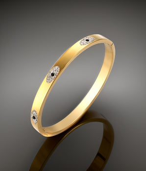 Kiara Evil Eye Bangle / Stainless Steel - Nina Kane Jewellery