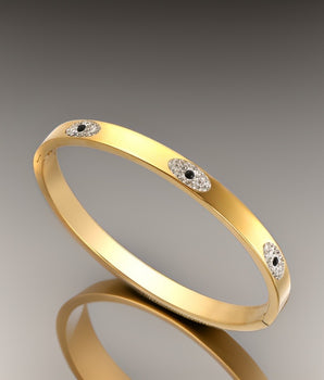 Kiara Evil Eye Bangle / Stainless Steel - Nina Kane Jewellery