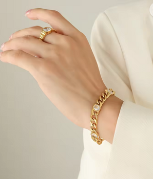 Madeira Chunky Cuban Bracelet / 18K Gold Plated - Nina Kane Jewellery