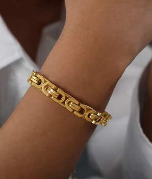 Nicole Chunky Watchband Bracelet / 18K Gold Plated - Nina Kane Jewellery