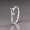 Silver Crystal Double Nail Bangle / Stainless Steel view 1