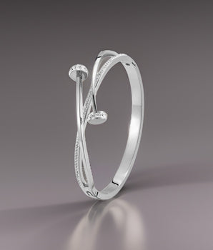 Silver Crystal Double Nail Bangle / Stainless Steel - Nina Kane Jewellery